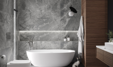Керамогранит LAPARET Materica Grey 80х160: элегантный серый мрамор крупного формата